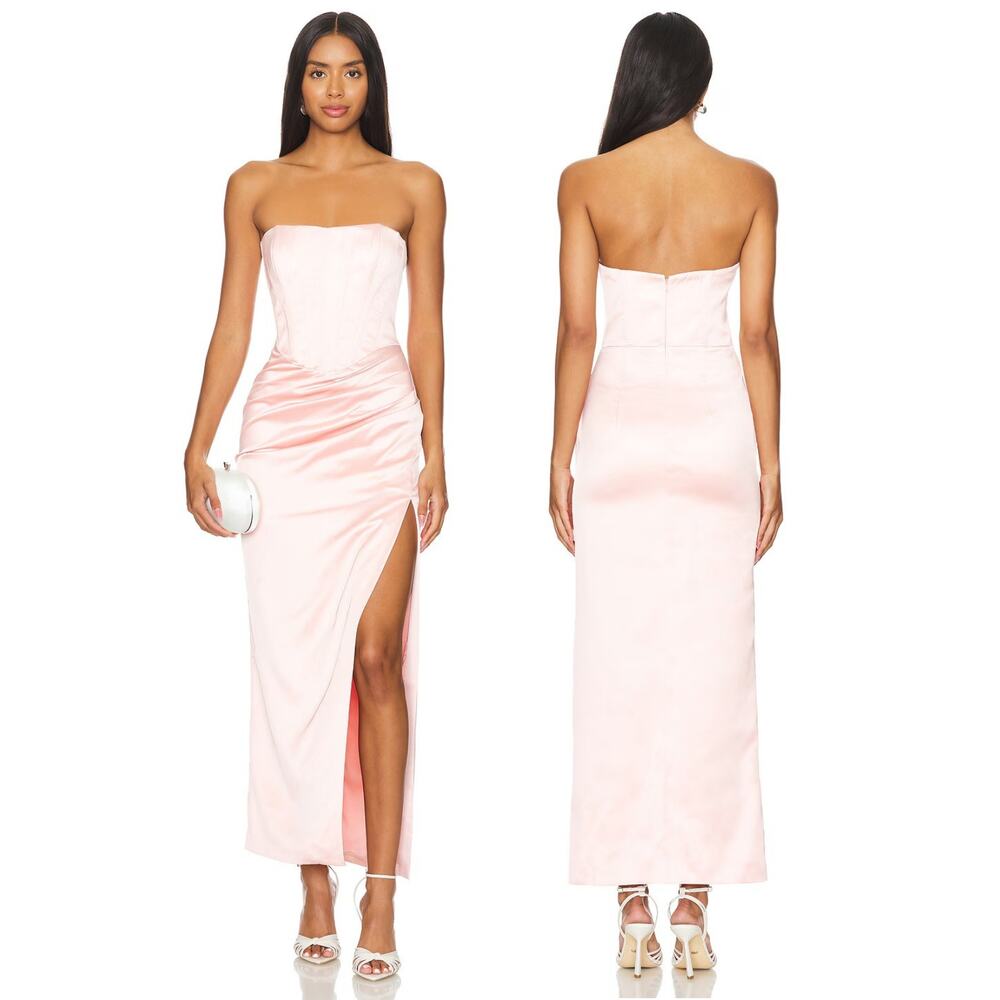 Bardot Everlasting Midi Dress Corset Satin Strapless Prom Gala Formal Party 8